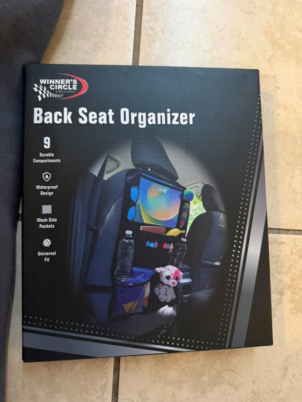 Winner's Circle Black Back Seat Organizer - Car Storage with Multiple Pockets
